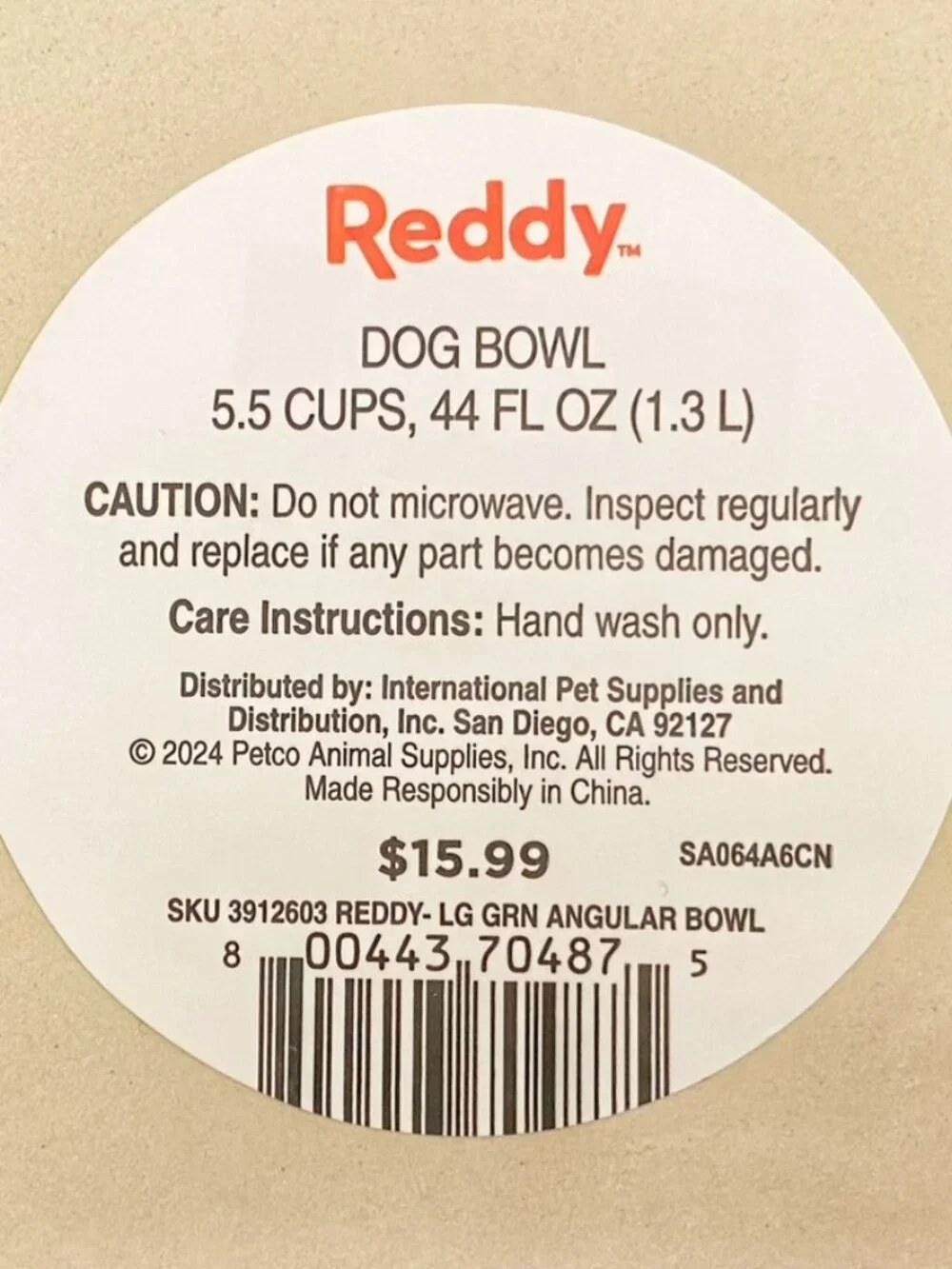 🌟 NEW Reddy Large Green Angular Ceramic Dog Bowl - 5.5 Cups NWT